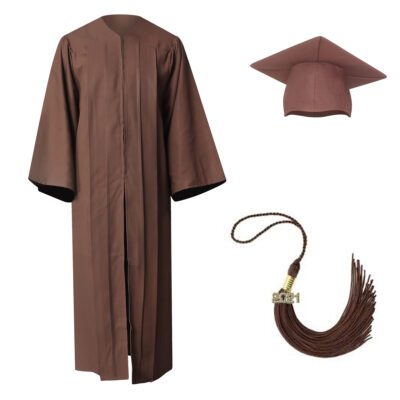Brown Classic Charm High School Graduation Kit: Gown, Cap, and Tassel Package