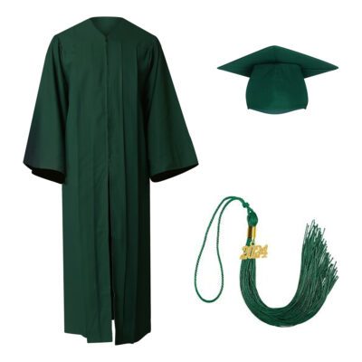 Forest Green Classic Charm Primary School Graduation Kit: Premium Gown, Cap, and Tassel Ensemble – Exquisite Quality and Exceptional Style
