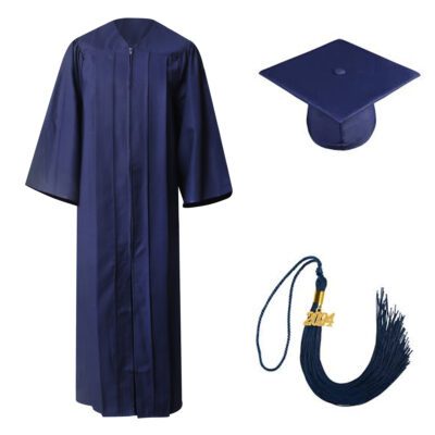 Navy blue Super Elegant High School Graduation Kit: Elegant Gown, Cap and Tassel