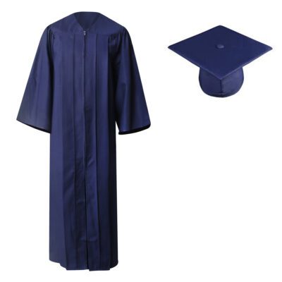 Navy Blue Cap and Gown Excellence: Complete Graduation Set