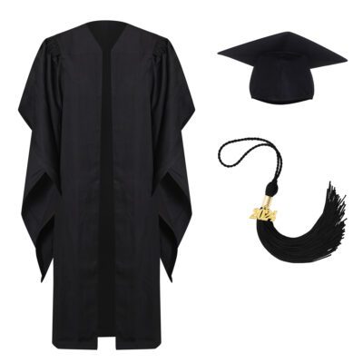 Black Super Elegant AUS Bachelor’s Graduation Gown, Cap and Tassel