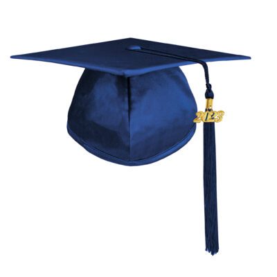 Nave Blue Shiny Graduation Cap