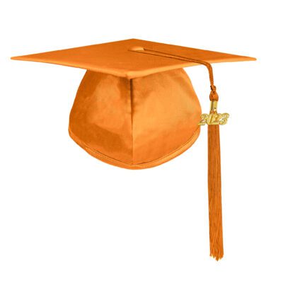 Orange Shiny Graduation Cap