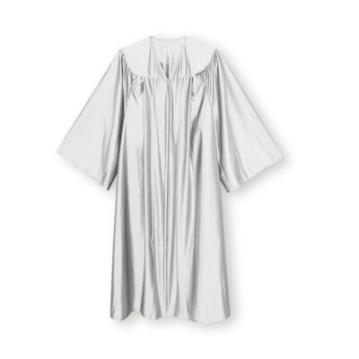 White Shiny Classic Graduation Gown